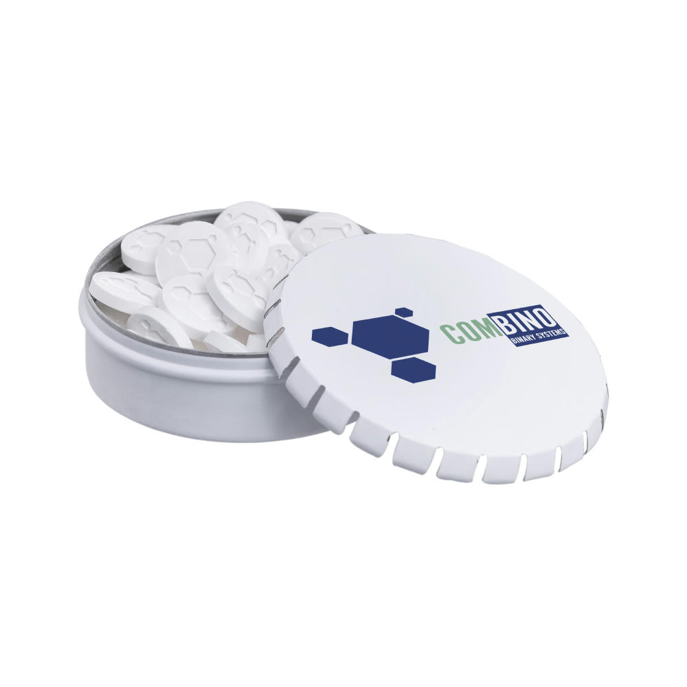 Product image Klick-Klack Dose mit Logo Pfefferminz Werbeartikel