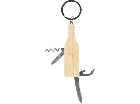 Bambus-Multifunktionswerkzeug-Schlüsselanhänger Inaya Werbeartikel