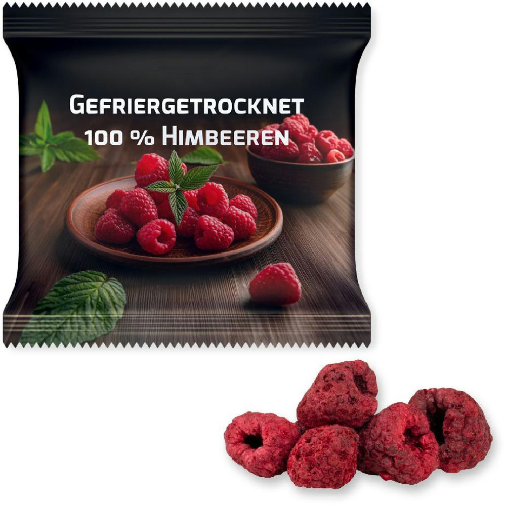 Product image Gefriergetrocknete Himbeeren, ca. 15g, Maxi-XL-Tüte Werbeartikel