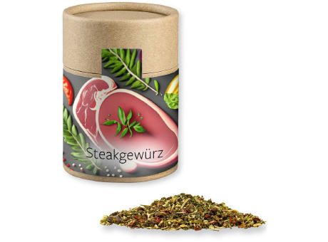 Gewürzmischung Steakgewürz, ca. 75g, Kraftpapierdose Midi Werbeartikel