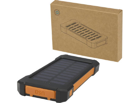 Product image Altair 10 W 5000 mAh robuste Solar Powerbank aus recyceltem Kunststoff mit integrierter Taschenlampe bedrucken