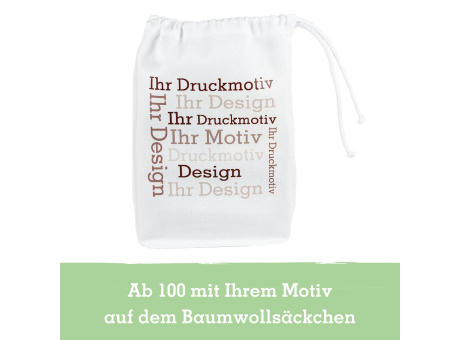 1 Faltschachteln und 1 Mini Faltschachtel im Baumwollsäckchen Werbeartikel
