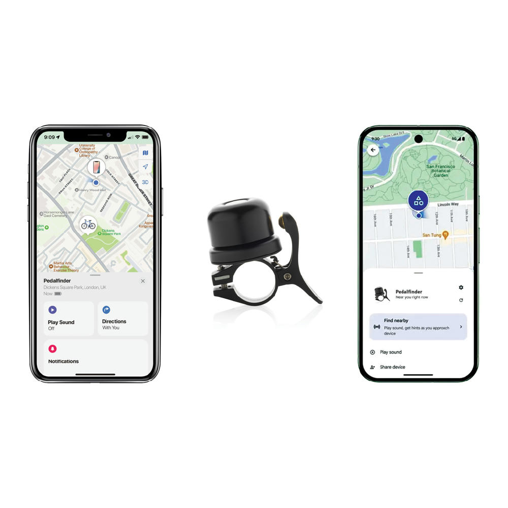 Bikefinder Dual RCS Fahrradklingel mit weltweiter Ortung Werbeartikel