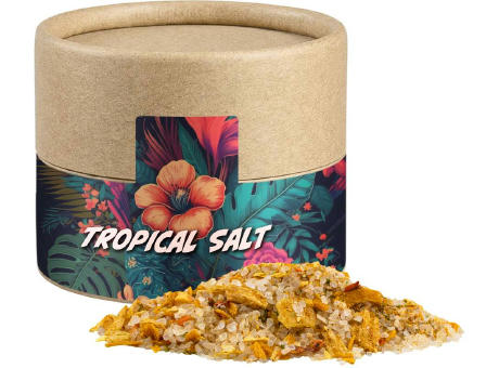 Tropiksalz, ca. 50g, Kraftpapierdose Mini Werbeartikel