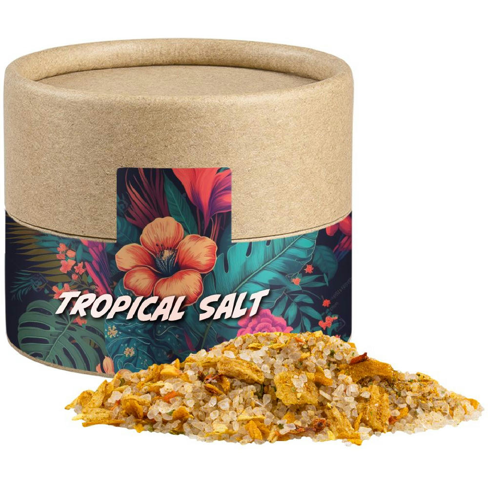 Product image Tropiksalz, ca. 50g, Kraftpapierdose Mini Werbeartikel