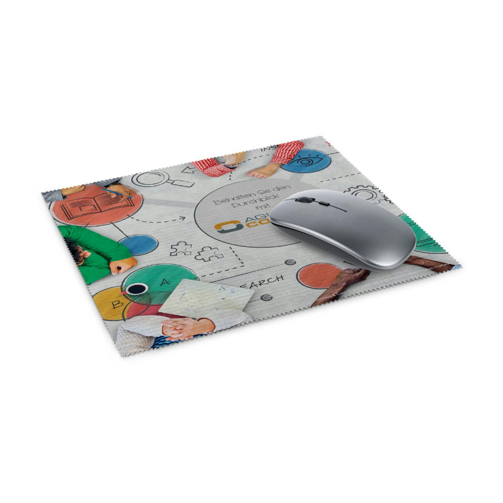 Product image Mousepad 4in1 aus Mikrofaser, mit Anti-Rutsch Noppen, 20 x 23 cm, inkl. Polybeutel Werbeartikel
