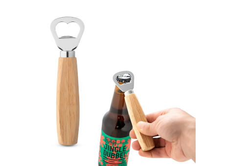 HOLZ. Flaschenöffner aus Metall, mit Holzgriff bedrucken