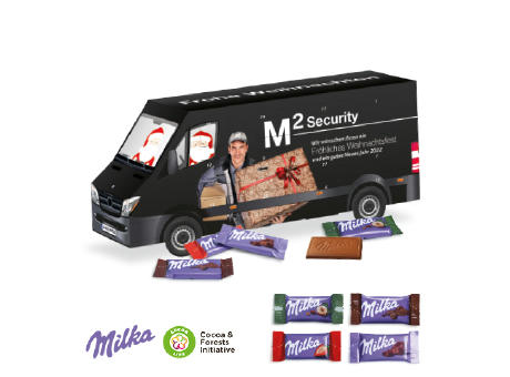 3D Adventskalender "Transporter" mit Milka Schokolade Werbeartikel