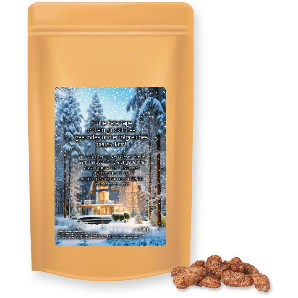 Product image Feuergebrannte Mandeln, ca. 500g, Standbeutel Maxi Werbeartikel