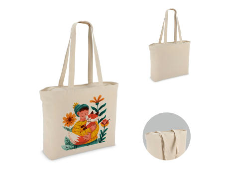Product image Baumwoll-Tragetasche mit Reißverschluss OEKO-TEX® 47 x 11 x 35cm 320g/m² bedrucken