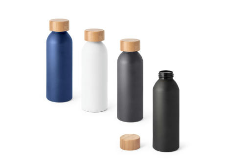 QUETA. Aluminiumflasche mit Bambusdeckel 550 ml Werbeartikel