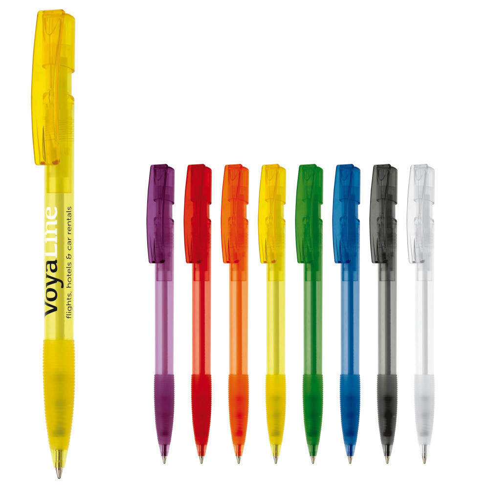 Product image Kugelschreiber Nash Transparent mit Gummigriff Werbeartikel