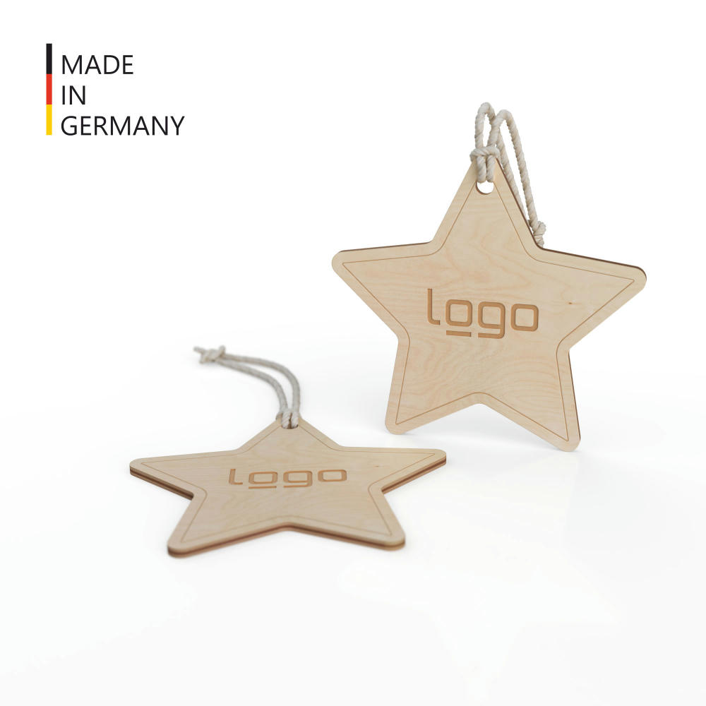 Product image Weihnachtsbaumanhänger Stern (FSC® zertifiziert) Werbeartikel