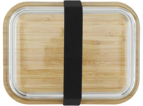 Hitzebeständige Glas-Lunchbox mit Bambusdeckel, Dichtung und 1050 ml Volumen Werbeartikel