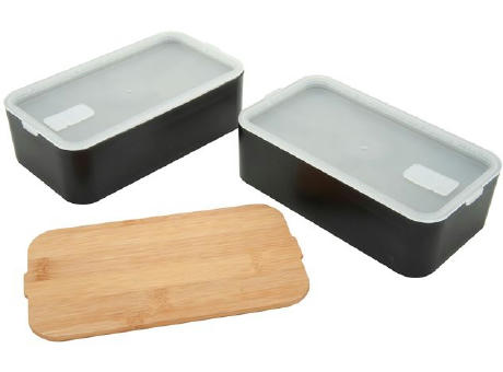 Bento 'Mihara', schwarz, mit Bambusdeckel Werbeartikel