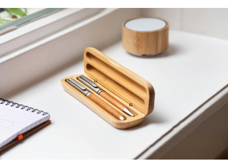 Schreibset aus Bambus Addie Werbeartikel