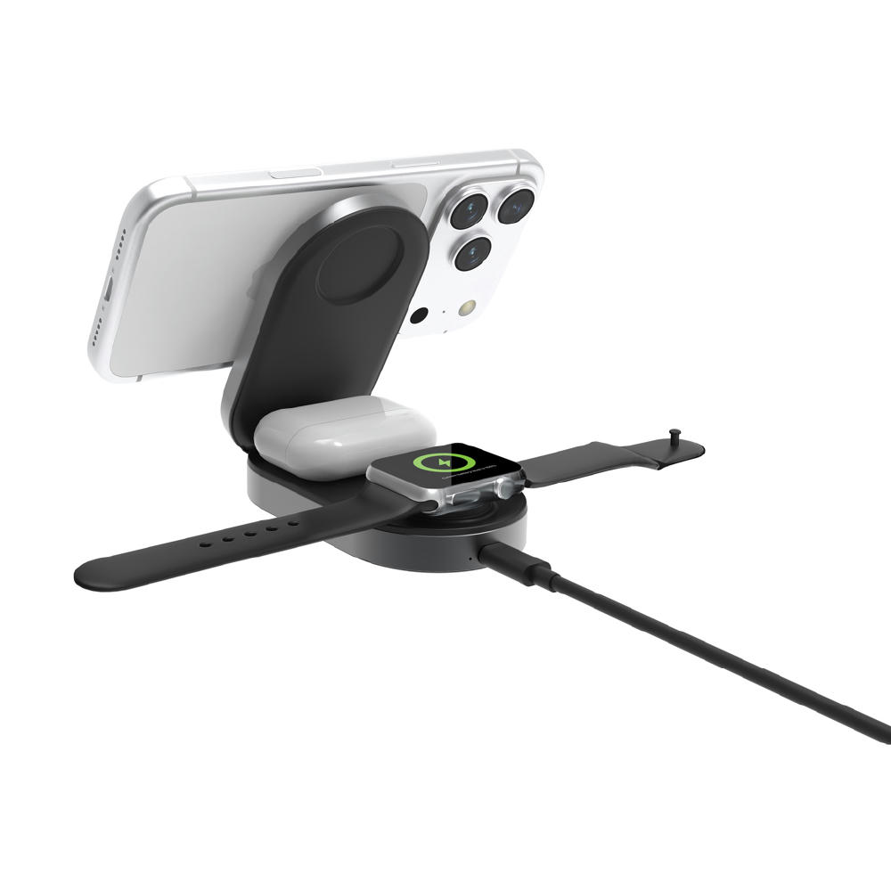 Quantum Ultra-Fast 3-in-1 25W faltbarer Wireless Charger Werbeartikel