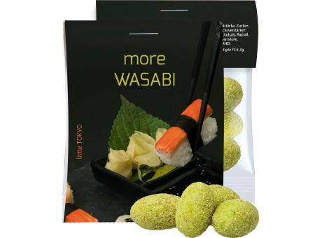 Erdnüsse Wasabi, ca. 10g, Express Midi-Tüte mit Werbereiter Werbeartikel