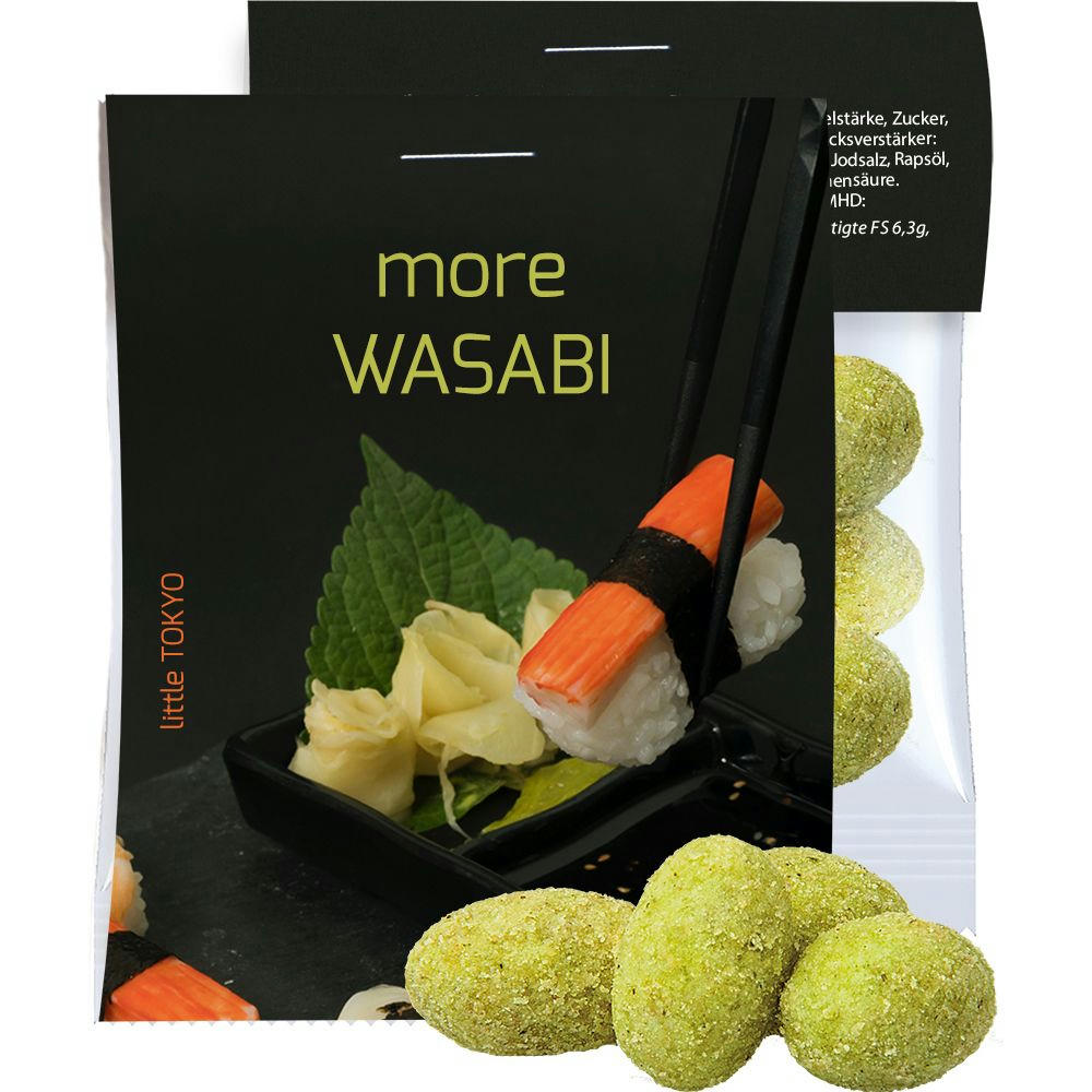 Product image Erdnüsse Wasabi, ca. 10g, Express Midi-Tüte mit Werbereiter Werbeartikel