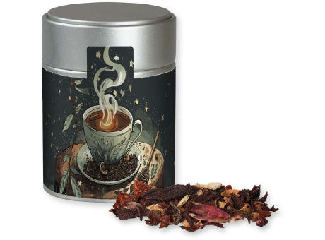 Product image Weihnachts Früchtetee, ca. 60g, Metalldose Midi silber Werbeartikel