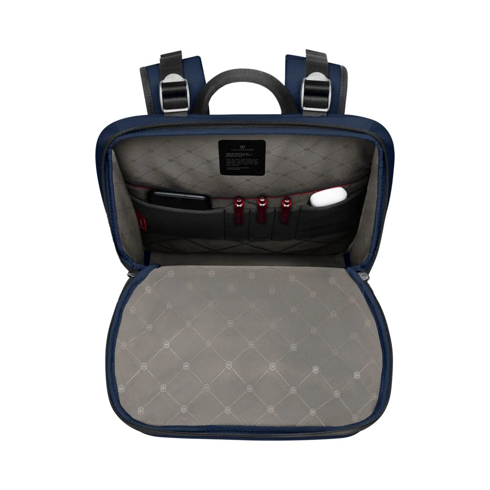 Victorinox Altmont Modern Commuter Backpack Navy, Organizer mit Stiften und Powerbank – Werbeartikel fürs Büro