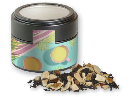 Product image Wintertage Tee, ca. 35g, Metalldose Mini mit Sichtfenster schwarz Werbeartikel