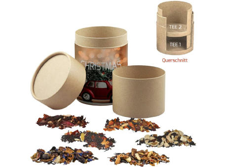 Product image Verschiedene Weihnachts Teesorten, , ca. 150g, Doppel Kraftpapierdose Maxi Werbeartikel