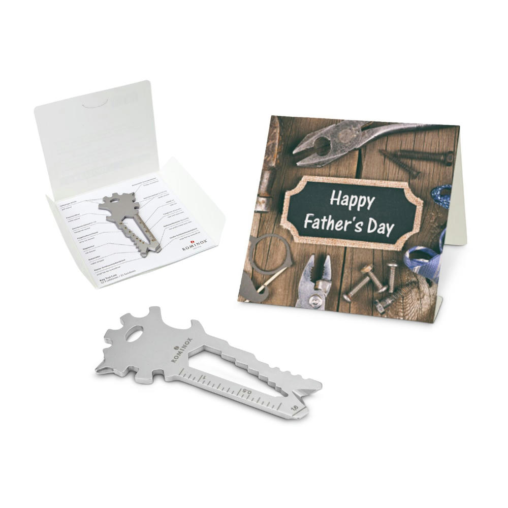 Product image Geschenkartikel: ROMINOX® Key Tool Truck / LKW (22 Funktionen) im Motiv-Mäppchen Happy Father's Day Werbeartikel