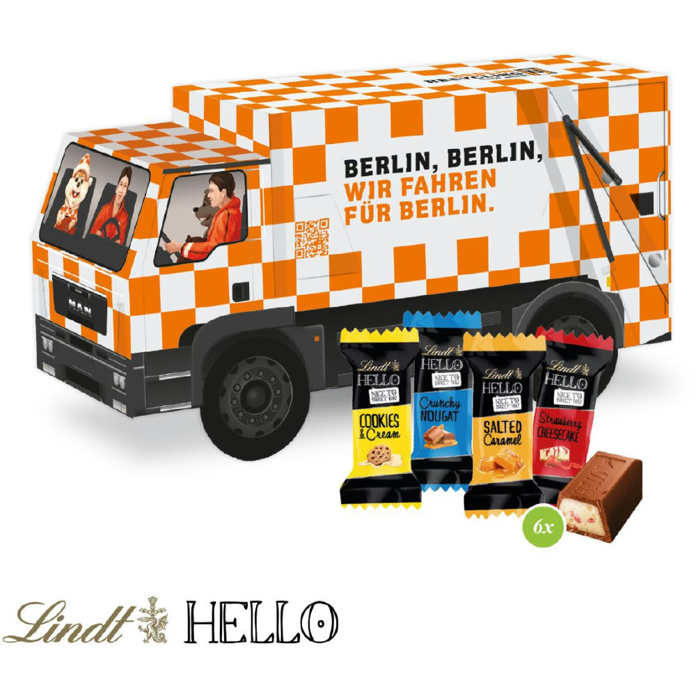 Product image 3D Präsent "LKW" mit Lindt HELLO Mini Werbeartikel