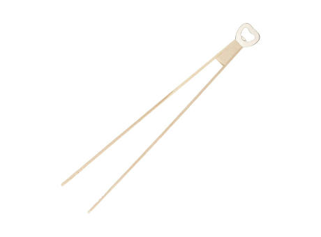 Holz-Grillzange "Opener" mit Kapselheber, 43 cm Werbeartikel