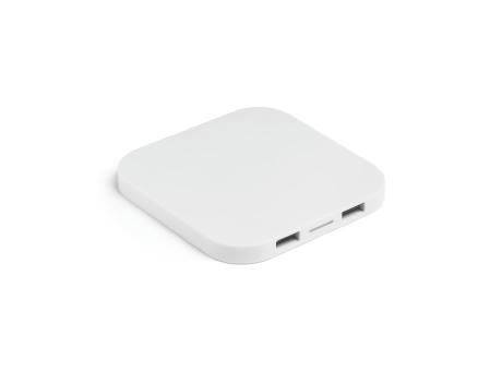 Product image CAROLINE. Superschnelles 15W wireless Ladegerät mit HUB 2 USB-A Anschlüssen aus Recyceltes ABS (100% rABS) bedrucken
