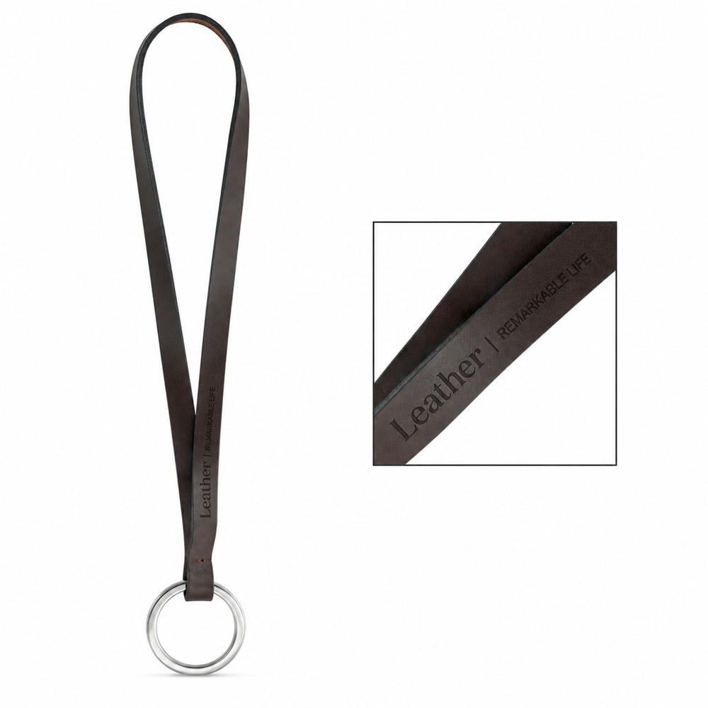 Gedrucktes Muster von Lanyard LEATHER Short Slim (10 mm) Werbeartikel