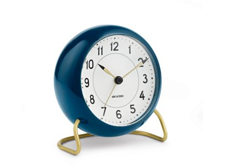 Arne Jacobsen Station Tischuhr mit Alarmfunktion petroleum Ø11cm bedrucken