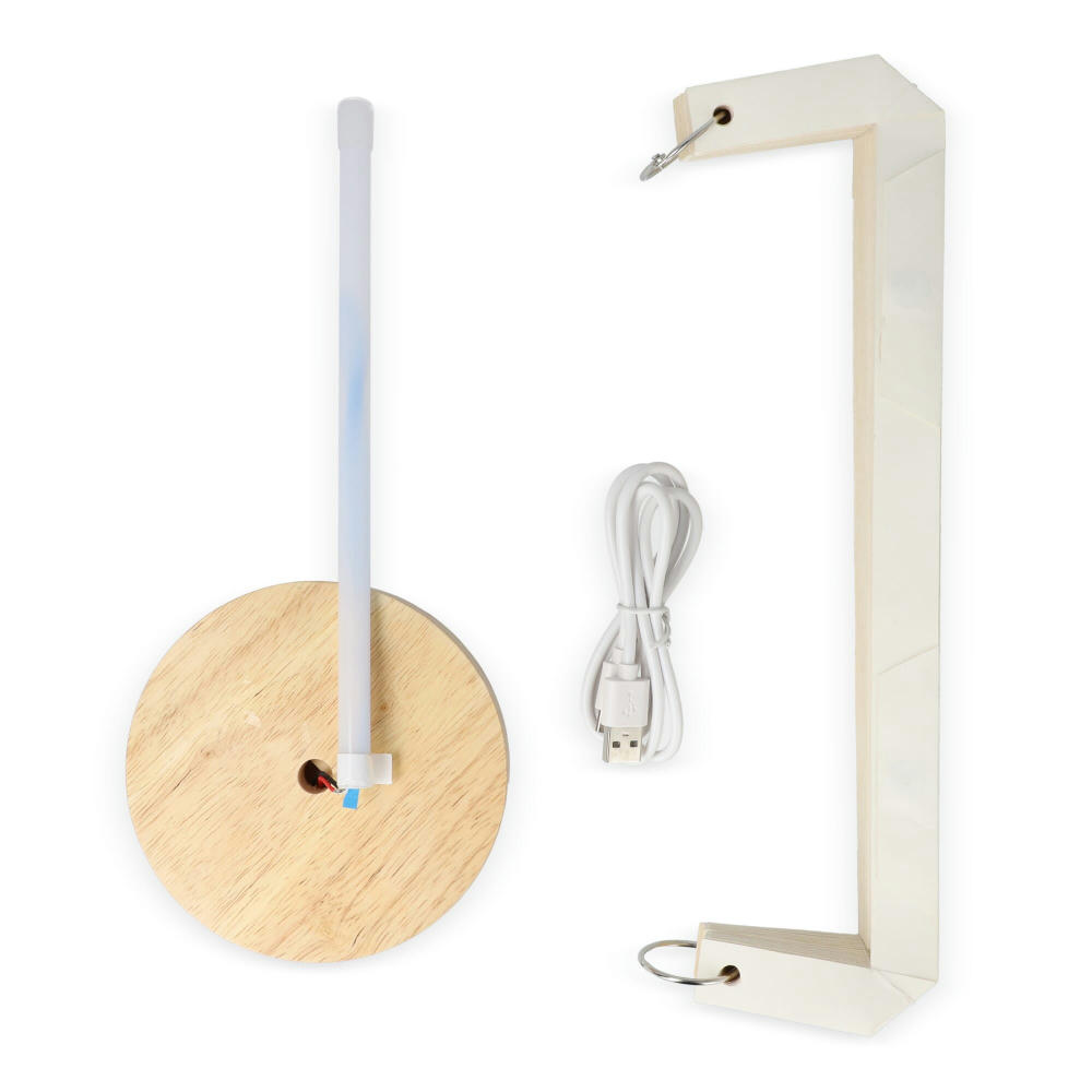 Coollux faltbare Papier-LED-Lampe Aurora Tall auf Holzsockel, 32cm Werbeartikel