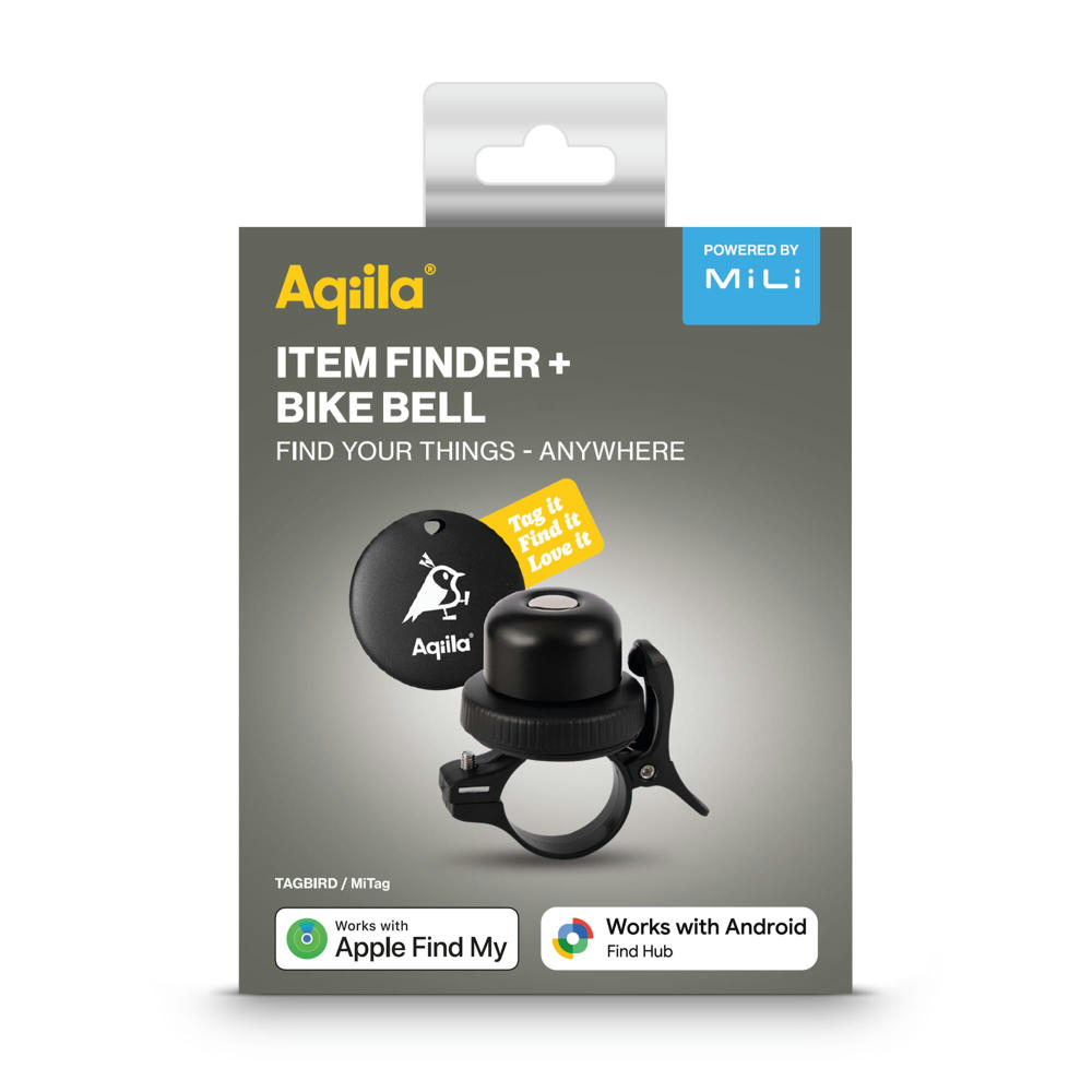 Aqiila Tagbird – Fahrradklingel mit wasserdichter Smartfinder Werbeartikel