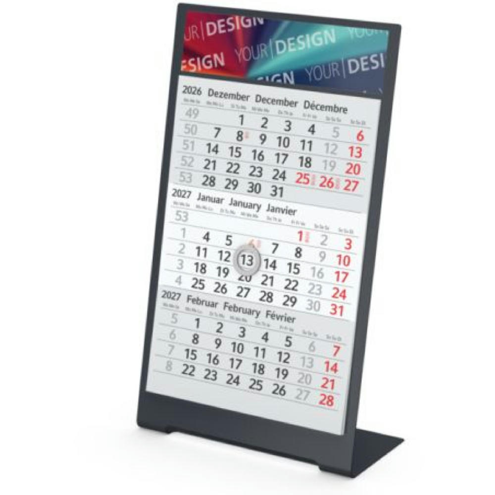 Tischkalender Desktop 3 Color Metallaufsteller farbbeschichtet Werbeartikel
