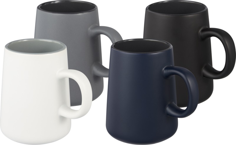 Joe 450 ml Keramiktasse mit Logo bedrucken – große Werbetasse in 4 Farben für Büro und Werbeartikel