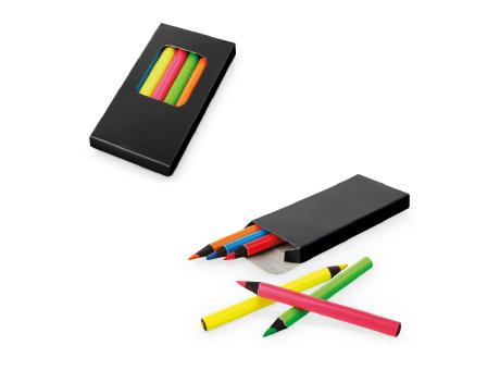 MEMLING. Bleistiftbox mit 6 Buntstiften Werbeartikel