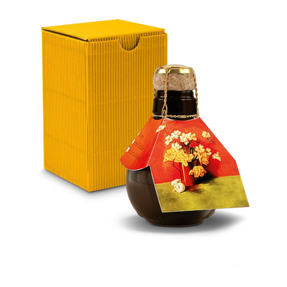 Product image Kleinste Sektflasche der Welt! Blumengesteck - Inklusive Geschenkkarton in Gelb, 125 ml Werbeartikel