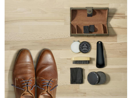 Schuhputzset in Kunstleder-Rolle Mario Werbeartikel