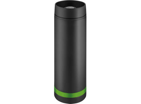 Product image Metmaxx® Thermobecher "Crema" 360° schwarz/Ring grün Werbeartikel