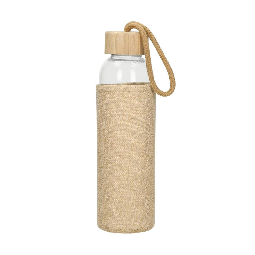 Product image Glasflasche mit Hülle "Natural", 0,5l Werbeartikel