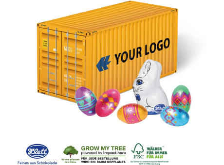 3D PRÄSENT CONTAINER OSTERN MIT SCHOKOLADENMISCHUNG VON KLETT Werbeartikel