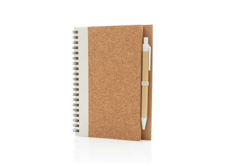 Kork Spiral-Notizbuch mit Stift Werbeartikel