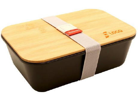 Bento 'Ikoma', schwarz, mit Bambusdeckel Werbeartikel