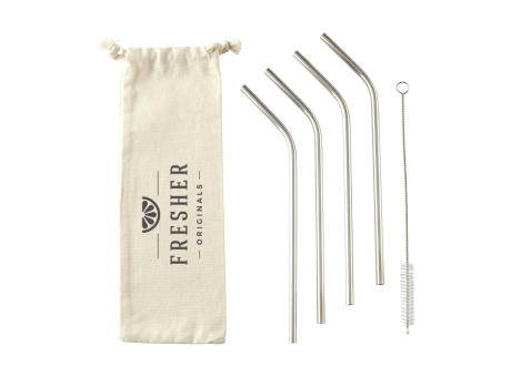 Reusable 4 pieces ECO Straw Set Strohalme aus Edelstahl Werbeartikel