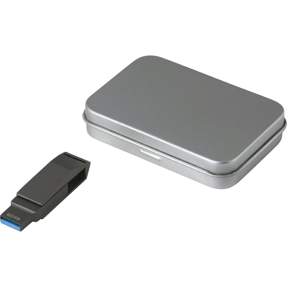 USB-Stick aus verzinkter Oberfläche Dorian Werbeartikel