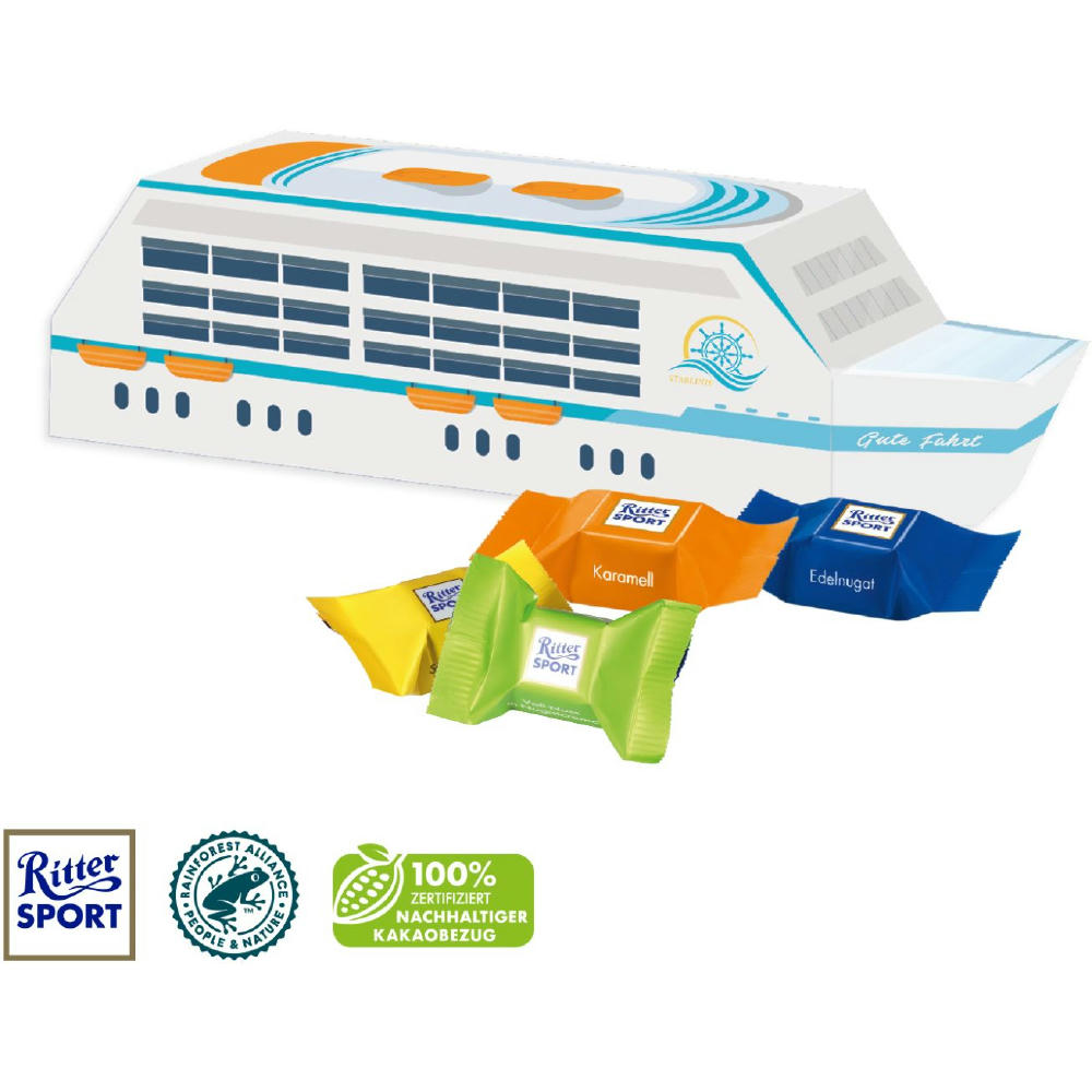 Product image 3D Präsent "Schiff" mit Ritter SPORT Schokowürfel Werbeartikel