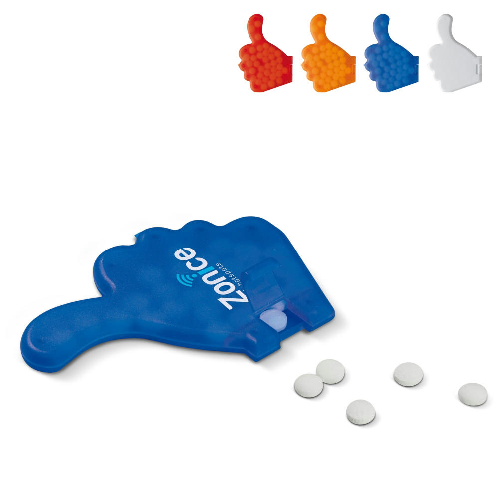 Product image Pfefferminzdose Daumen Werbeartikel