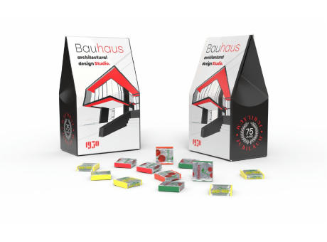 Fruchtkaramellen in Mini Standbodenkartonage Werbeartikel